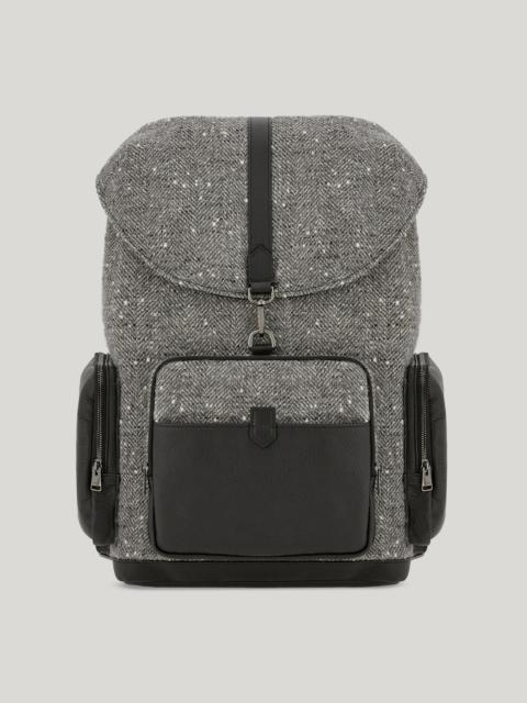Canali ALPACA WOOL AND HAMMERED CALFSKIN BLEND THREE POCKET BACKPACK