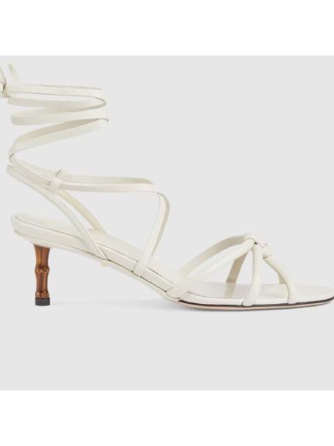 Gucci New in Box Nappa Leather Charlotte  Off White Bamboo Strappy Sandal
