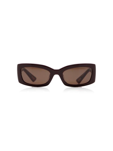 KHAITE Rectangle-Frame Acetate Sunglasses burgundy