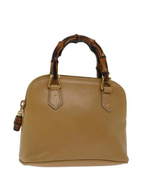 GUCCI Bamboo Hand Bag Leather Beige