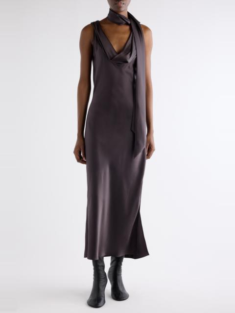 Acne Studios Acne Studios Dotti Cowl Neck Silk Satin Scarf Slipdress in Graphite Grey at Nordstrom