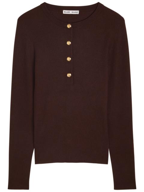 BLAZÉ MILANO Blaze Milano Rolande Ribbed Cashmere and Silk-blend top