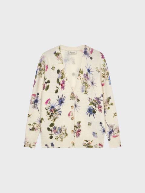 Blumarine WOOL CARDIGAN WITH BOUQUET PRINT AND EMBROIDERY