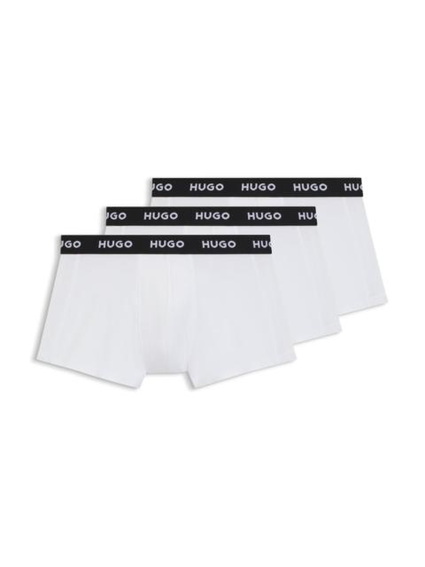 HUGO THREE-PACK OF LOGO-WAISTBAND TRUNKS IN STRETCH COTTON