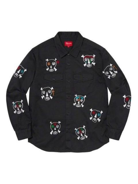 Supreme Supreme x Clayton Patterson Skulls Embroidered Work Shirt 'Black White' SUP-SS21-602