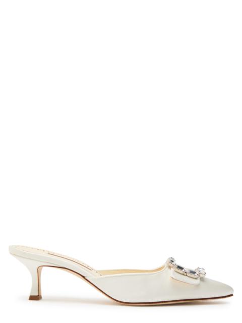 Manolo Blahnik Manolo Blahnik Mayjou 50 Embellished Satin Pumps