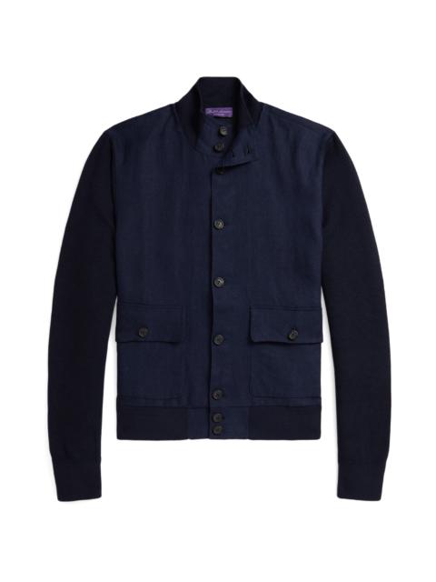 Ralph Lauren Ralph Lauren Purple Label Mixed Media Jacket in Navy at Nordstrom