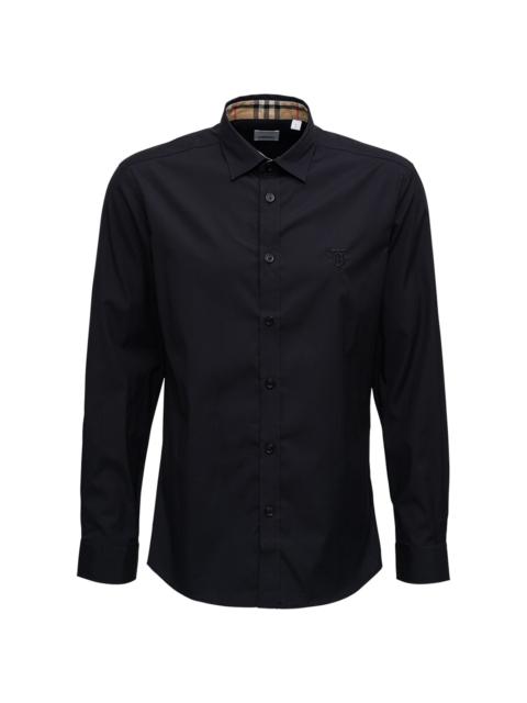 Man's Black Cotton Polin Shirt With Logo