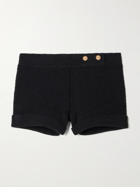 Isabel Marant Diha Button-embellished Ribbed Wool-blend Shorts
