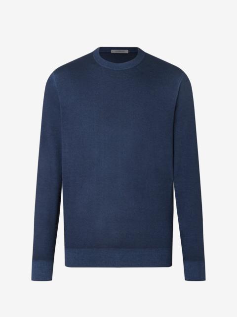 CORNELIANI Blue crew neck pure wool knitwear
