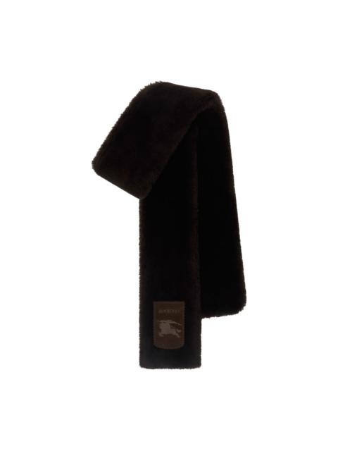 logo-appliqué shearling scarf