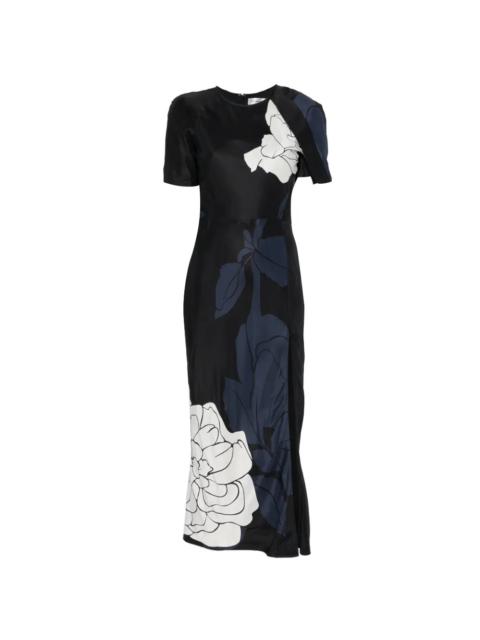 Victoria Beckham Split Hem Midi Dress in Dark Navy/Pale Rose