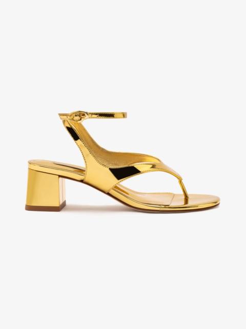 Larroudé Gaia Block Sandal In Gold Specchio
