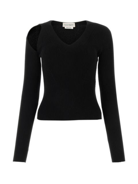 Alexander Mcqueen Woman Black Wool Blend Sweater
