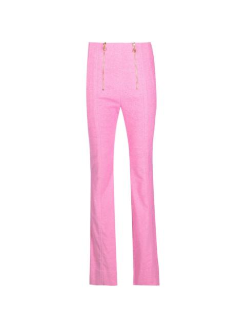 PATOU zip-detail tweed flared trousers