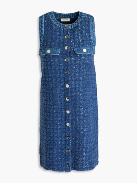 Sandro Sequin-embellished bouclé-tweed mini dress