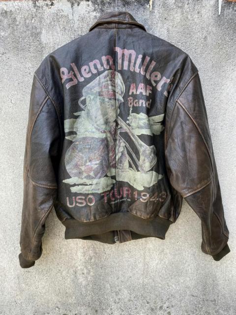 🔥 1980’s Avirex Glenn Miller Aaf Band Leather Bomber Jacket