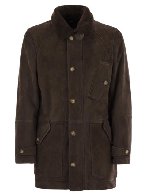 Brunello Cucinelli Brunello Cucinelli Men Tone-On-Tone Suede Shearling Coat