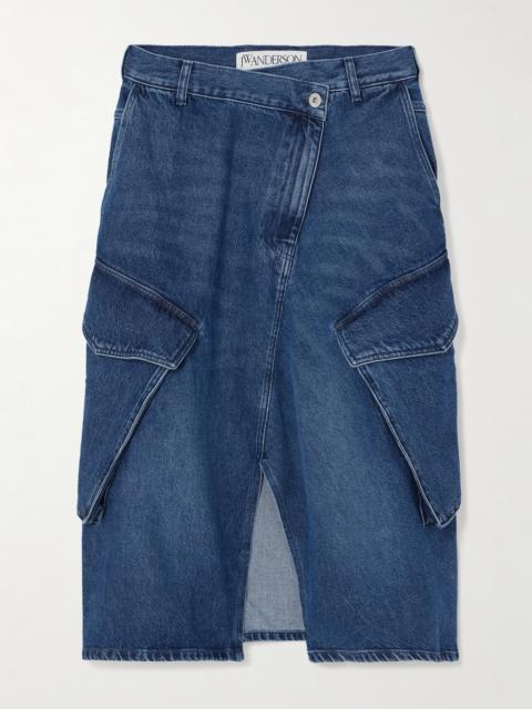 JW Anderson Asymmetric Denim Cargo Midi Skirt
