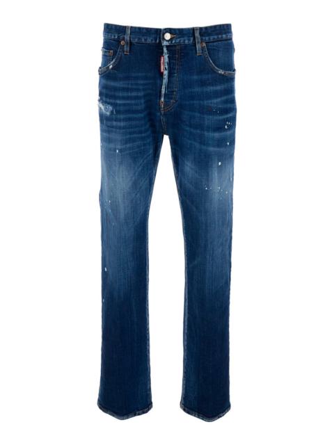 DSQUARED2 Dsquared2 Men '643' Blue Jeans With All-Over Details And Logo Patch On The Rear In Denim Man