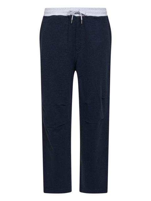 Brunello Cucinelli Brunello Cucinelli Men Navy Blue Cotton And Linen Jogger Trousers