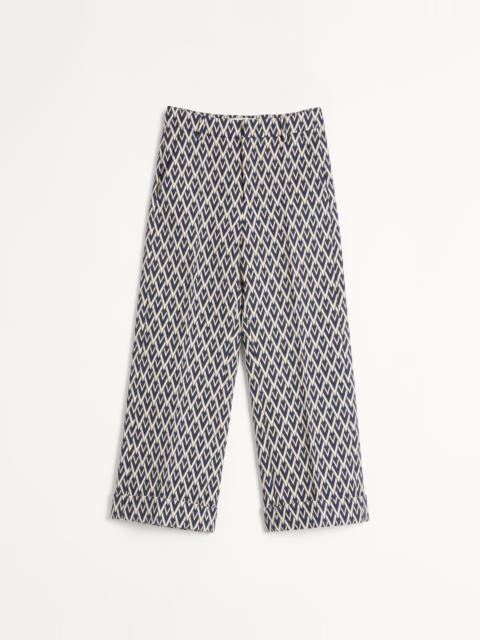 Valentino WOOL PANTS WITH CUFFS WITH TOUTE LA V JACQUARD PATTERN