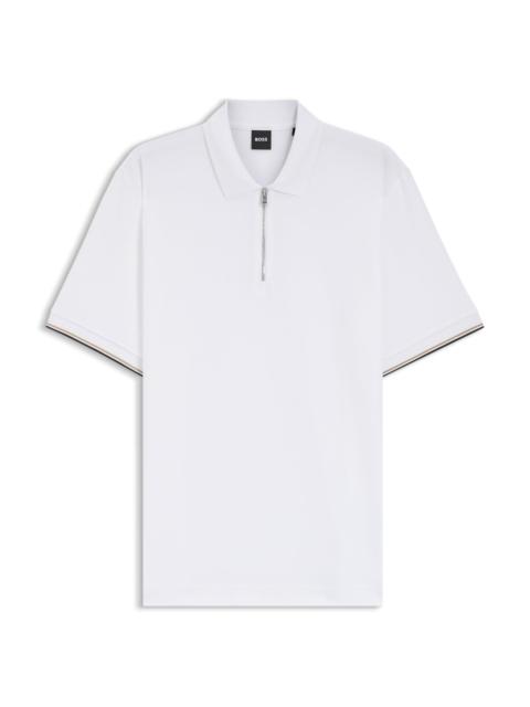 BOSS COTTON-PIQUÉ POLO SHIRT WITH ZIP NECK