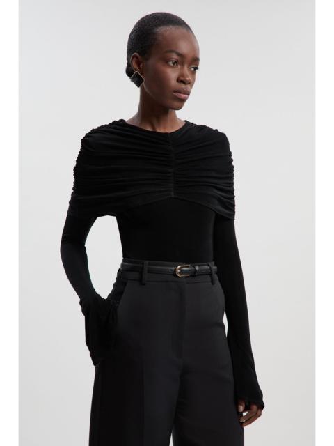 KAREN MILLEN Drapey Crepe Detail Flare Sleeve Bodysuit