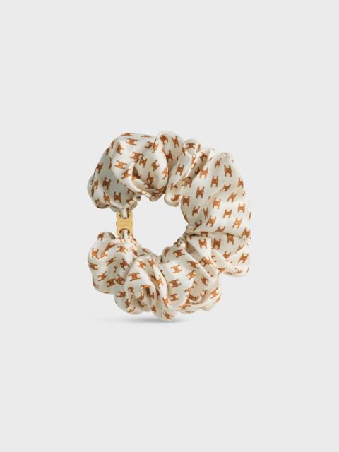 CELINE Celine Mini Triomphe Scrunchy in silk and Brass with Gold Finish