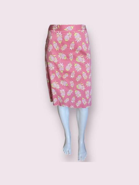 Other Designers Brooks Brothers 346 Coral Pink Pineapple Print Cotton Womens 14 XL Pencil Skirt