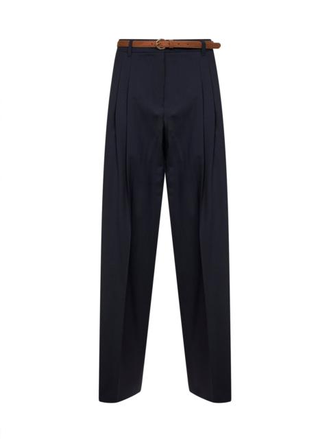 Max Mara Studio Max Mara Studio Women Blue Stretch Wool Canvas Mstbacio Fluid Trousers