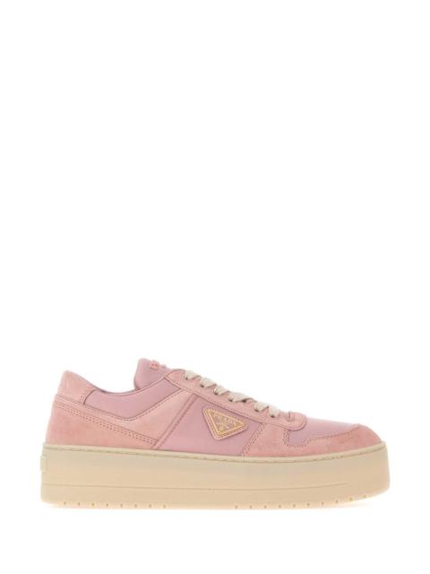 Prada Prada Women Pink Fabric And Suede Downtown Bold Sneakers