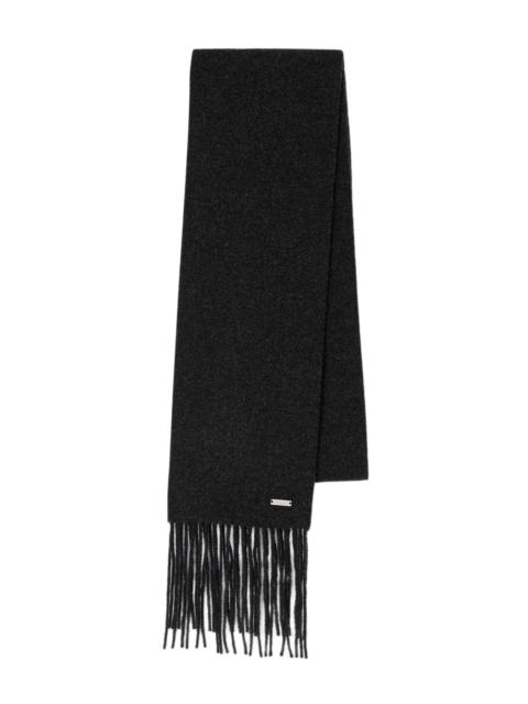 Sandro SANDRO Fringed wool scarf in Heather Charcoal at Nordstrom