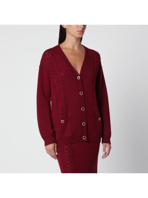 Alessandra Rich Alessandra Rich Bordeaux Merino Wool Knit Cardigan Women