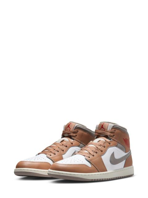 Air Jordan 1 Mid Sneaker in 200 Hemp/fire R at Nordstrom
