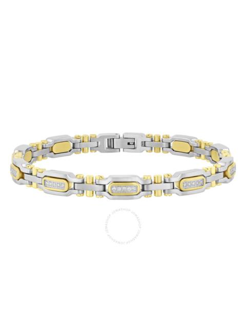 Robert Alton - Robert Alton 3/8CTW Diamond Stainless Steel Two-Tone Bracelet with Yellow Finish