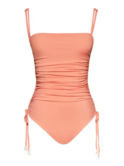 Johanna Ortiz Tarangire Ruched One-Piece Swimsuit coral