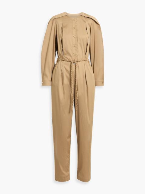 FARM RIO Belted cotton-blend jumpsuit