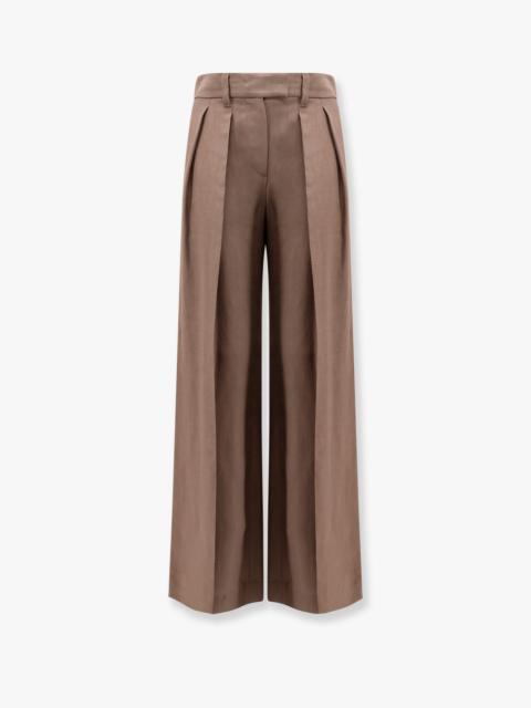 Brunello Cucinelli Viscose And Linen Trouser With Frontal Pinces