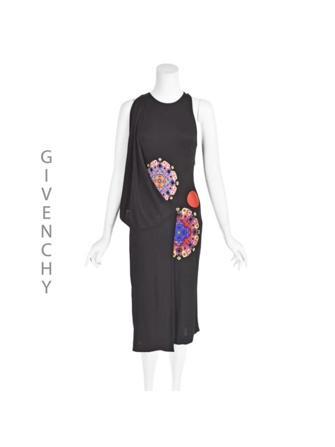 Givenchy Black Knit Midi Dress w/ Colorful Mandalas FR36