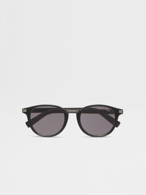 ZEGNA GREY ACETATE AND TITANIUM SUNGLASSES