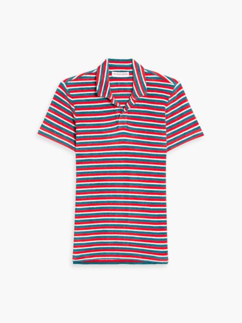 ORLEBAR BROWN Terry striped cotton-terry polo shirt