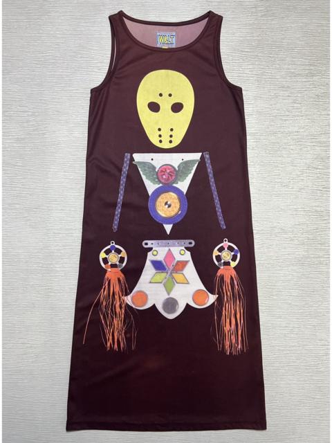 Other Designers Walter Van Beirendonck - Archive W&LT - F/W ‘98 Logo Neon Orange Wrestler Midi Dress