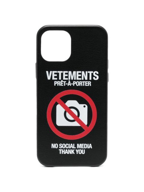 VETEMENTS No Social Media iPhone 12 pro case
