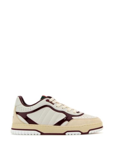 GUCCI Gucci Man Two-Tone Leather Re-Web Sneakers