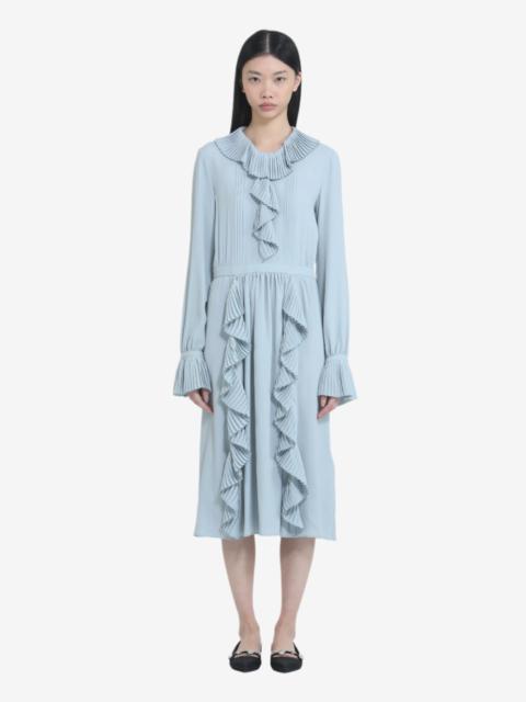 N°21 BELOW-THE-KNEE DRESS WITH RUFFLES AND PLEATED COLLAR