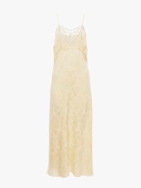 Chloé THIN-STRAP MIDI DRESS IN SILK JACQUARD & LACE