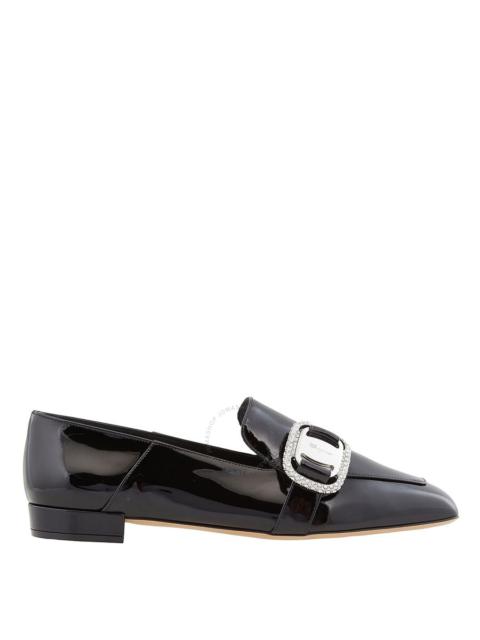 FERRAGAMO Salvatore Ferragamo Ladies Black Wang Patent Crystal Buckle Loafers