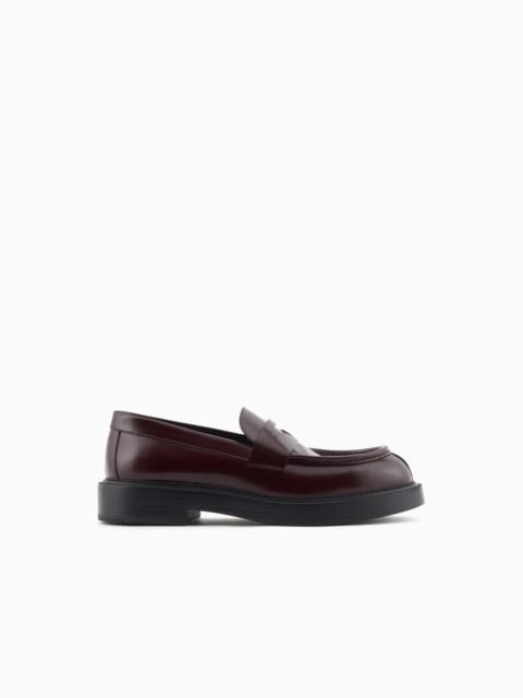 EMPORIO ARMANI BRUSHED LEATHER LOAFERS