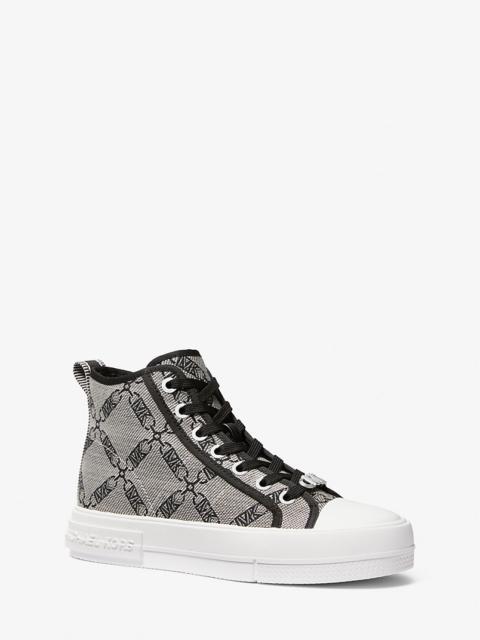 MICHAEL KORS Evy Empire Logo Jacquard High-Top Sneaker